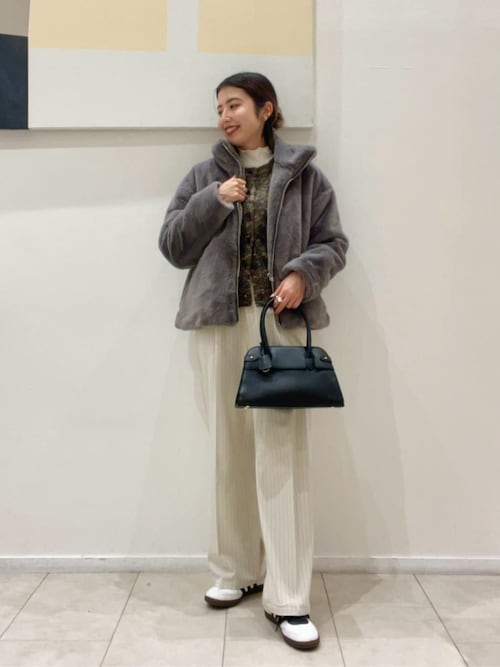 セール】裏起毛 ストライプ タックワイドパンツ ‐ウォッシャブル‐＜A