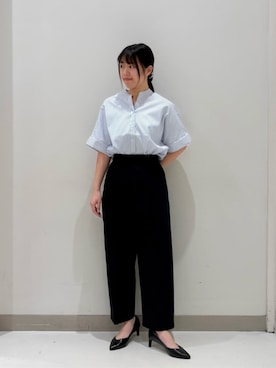 「A DAY IN THE LIFE UNITED ARROWS（アデイインザライフユナイテッドアローズ）のスキッパー フォルム シャツ 5分袖 ＜A DAY IN THE LIFE＞（Shirts、その他）」を使った、ア デイ イン ザ　ライフさん（レディース・155cm）の春コーディネート