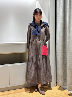「A DAY IN THE LIFE UNITED ARROWS(アデイインザライフユナイテッドアローズ)のブロード ティアードプリーツ ワンピース ‐ウォッシャブル‐<A DAY IN THE LIFE>(ワンピース、その他)」を使った、ア デイ イン ザ ライフさん(レディース・162cm)の秋コーディネート