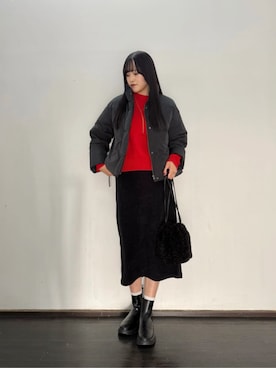 「スカートコーデ」｜「アイテム（ダウンジャケット/コート）」を使った、ア デイ イン ザ　ライフさん（レディース・170cm）の冬コーディネート
