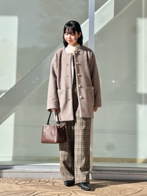 ボア ノーカラー ミドルカーディガン ＜A DAY IN THE LIFE