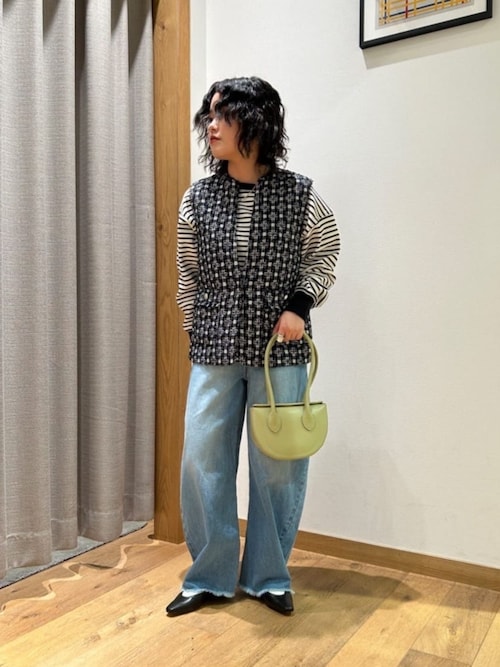 A DAY IN THE LIFE ベスト ジレ ミックスツイード キーネックベスト