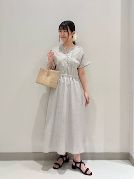 「A DAY IN THE LIFE UNITED ARROWS（アデイインザライフユナイテッドアローズ）のプリント ピンタック スキッパーワンピース ＜A DAY IN THE LIFE＞（One piece dress、ベージュ系）」を使った、ア デイ イン ザ　ライフさん（レディース・155cm）の春コーディネート