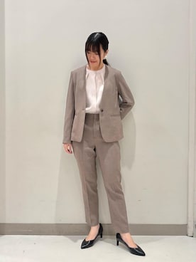 「A DAY IN THE LIFE UNITED ARROWS（アデイインザライフユナイテッドアローズ）のドビー フェイクパールボタン ブラウス ＜A DAY IN THE LIFE＞（Shirts、ピンク系）」を使った、ア デイ イン ザ　ライフさん（レディース・155cm）の春コーディネート