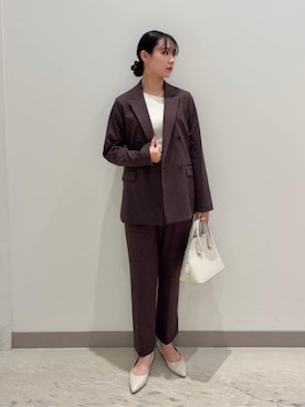 「A DAY IN THE LIFE UNITED ARROWS(アデイインザライフユナイテッドアローズ)のポンチプリント ダブルジャケット ‐セットアップ対応・ウォッシャブル‐<A DAY IN THE LIFE>(テーラードジャケット、ブラウン系)」を使った、ア デイ イン ザ ライフさん(レディース・162cm)の秋コーディネート