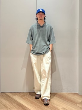 「A DAY IN THE LIFE UNITED ARROWS(アデイインザライフユナイテッドアローズ)のフェードカノコ ワイド ポロシャツ<A DAY IN THE LIFE>(ポロシャツ、グリーン系)」を使った、ア デイ イン ザ ライフさん(レディース・160cm)の夏コーディネート