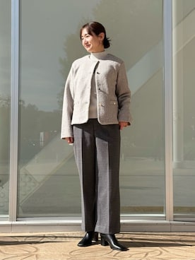 「アイテム（ノーカラージャケット）」を使った、ア デイ イン ザ　ライフさん（レディース・163cm）の冬コーディネート