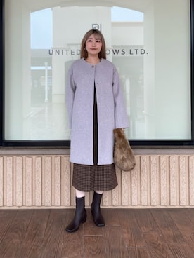 「アイテム（ノーカラーコート）」を使った、ア デイ イン ザ　ライフさん（レディース・163cm）の秋コーディネート
