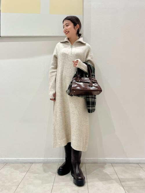 セール】ハーフジップ ニットワンピース ‐ウォッシャブル‐＜A DAY IN