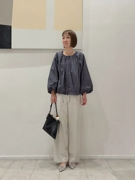 「A DAY IN THE LIFE UNITED ARROWS（アデイインザライフユナイテッドアローズ）のギャザー バルーンスリーブ ブラウス ＜A DAY IN THE LIFE＞（Shirts、グレー系）」を使った、ア デイ イン ザ　ライフさん（レディース・155cm）の春コーディネート