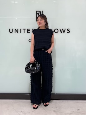 「A DAY IN THE LIFE UNITED ARROWS(アデイインザライフユナイテッドアローズ)のシャーリング ノースリーブプルオーバー <A DAY IN THE LIFE>(シャツ/ブラウス、ブラック系)」を使った、ア デイ イン ザ ライフさん(レディース・160cm)の夏コーディネート