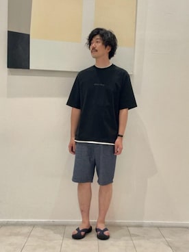 「A DAY IN THE LIFE UNITED ARROWS(アデイインザライフユナイテッドアローズ)のシャンブレーツイル ノープリーツ ショーツ<A DAY IN THE LIFE>(その他パンツ、ブルー系)」を使った、ア デイ イン ザ ライフさん(レディース・160cm)の夏コーディネート