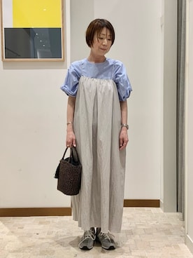 「A DAY IN THE LIFE UNITED ARROWS（アデイインザライフユナイテッドアローズ）のキラキラ かごバッグ＜A DAY IN THE LIFE＞（Tote、ブラウン系）」を使った、ア デイ イン ザ　ライフさん（レディース・155cm）の春コーディネート