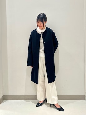 「アイテム（ノーカラーコート、ブルー系）」を使った、ア デイ イン ザ　ライフさん（レディース・157cm）の冬コーディネート