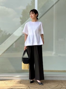 「A DAY IN THE LIFE UNITED ARROWS（アデイインザライフユナイテッドアローズ）のメランジ 1プリーツ ワイドパンツ ‐ウォッシャブル‐＜A DAY IN THE LIFE＞（Trousers、ブラウン系）」を使った、ア デイ イン ザ　ライフさん（レディース・155cm）の春コーディネート