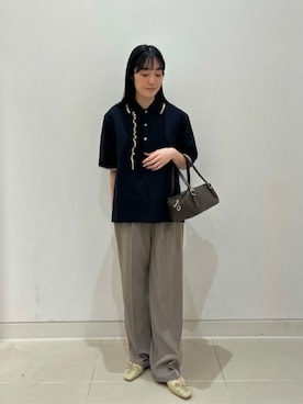 「A DAY IN THE LIFE UNITED ARROWS（アデイインザライフユナイテッドアローズ）のイージー ワイドパンツ ‐ウォッシャブル‐＜A DAY IN THE LIFE＞（Pants、ブラウン系）」を使った、ア デイ イン ザ　ライフさん（レディース・155cm）の春コーディネート