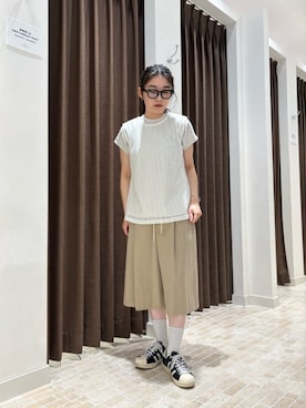 「A DAY IN THE LIFE UNITED ARROWS(アデイインザライフユナイテッドアローズ)のレースジャガード ノースリーブ <A DAY IN THE LIFE>(Tシャツ/カットソー、ホワイト系)」を使った、ア デイ イン ザ ライフさん(レディース・156cm)の夏コーディネート