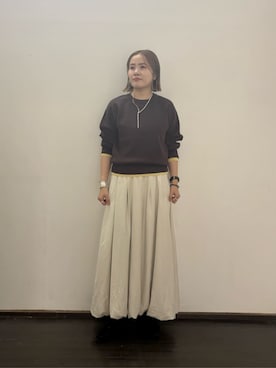 「A DAY IN THE LIFE UNITED ARROWS(アデイインザライフユナイテッドアローズ)のレイヤードスリーブ クルーネックニット ‐ウォッシャブル‐<A DAY IN THE LIFE>(ニット/セーター、ブラウン系)」を使った、ア デイ イン ザ ライフさん(レディース・162cm)の秋コーディネート