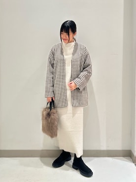 「アイテム（ワンピース/ドレス、ベージュ系）」を使った、ア デイ イン ザ　ライフさん（レディース・157cm）の冬コーディネート