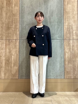 「アイテム（ノーカラージャケット、ブルー系）」を使った、ア デイ イン ザ　ライフさん（レディース・156cm）の秋コーディネート