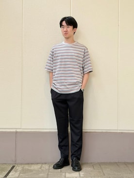 「A DAY IN THE LIFE UNITED ARROWS(アデイインザライフユナイテッドアローズ)のクールファイバー ツイル 1プリーツ イージーパンツ-吸水速乾-<A DAY IN THE LIFE>(スラックス、ブラック系)」を使った、ア デイ イン ザ ライフさん(レディース・160cm)の夏コーディネート