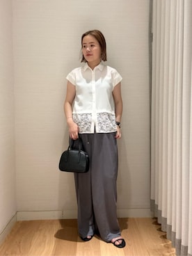 「A DAY IN THE LIFE UNITED ARROWS(アデイインザライフユナイテッドアローズ)のレースレイヤード フレンチスリーブシャツ <A DAY IN THE LIFE>(シャツ/ブラウス、ホワイト系)」を使った、ア デイ イン ザ ライフさん(レディース・160cm)の夏コーディネート