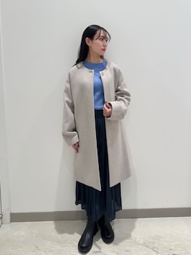 「スカートコーデ」｜「アイテム（ノーカラーコート）」を使った、ア デイ イン ザ　ライフさん（レディース・159cm）の秋コーディネート