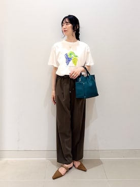 「A DAY IN THE LIFE UNITED ARROWS(アデイインザライフユナイテッドアローズ)のレザーライク ミニトート 2WAY<A DAY IN THE LIFE>(トートバッグ、グリーン系)」を使った、ア デイ イン ザ ライフさん(レディース・160cm)の夏コーディネート