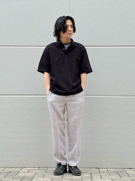 「A DAY IN THE LIFE UNITED ARROWS(アデイインザライフユナイテッドアローズ)のドライ ドビー リラックス ポロシャツ-吸水速乾-<A DAY IN THE LIFE>(Tシャツ/カットソー、ブラック系)」を使った、ア デイ イン ザ ライフさん(レディース・156cm)の夏コーディネート
