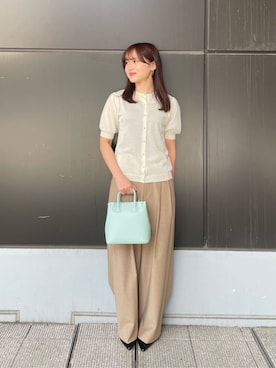 「A DAY IN THE LIFE UNITED ARROWS(アデイインザライフユナイテッドアローズ)のチュールスリーブ 2WAY ニット ‐ウォッシャブル‐<A DAY IN THE LIFE>(ニット/セーター、ベージュ系)」を使った、ア デイ イン ザ ライフさん(レディース・160cm)の夏コーディネート