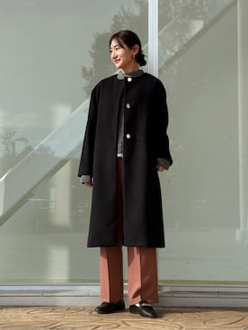 「アイテム（ノーカラーコート）」を使った、ア デイ イン ザ　ライフさん（レディース・163cm）の冬コーディネート