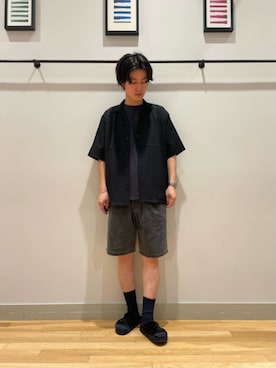 「A DAY IN THE LIFE UNITED ARROWS(アデイインザライフユナイテッドアローズ)のシャドー ペイズリー ジャガード オープンカラーシャツ<A DAY IN THE LIFE>(シャツ/ブラウス、ブラック系)」を使った、ア デイ イン ザ ライフさん(レディース・160cm)の夏コーディネート