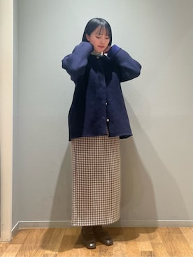 「アイテム（ノーカラーコート、ブルー系）」を使った、ア デイ イン ザ　ライフさん（レディース・160cm）の冬コーディネート