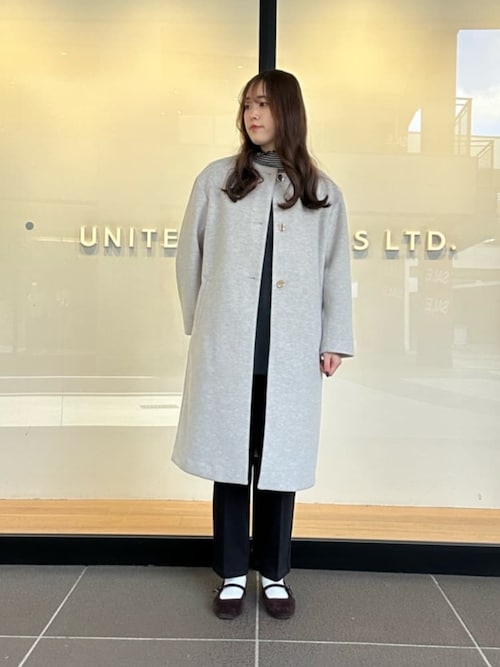 新品UNITED ARROWSノーカラーコート BEAUTY＆YOUTH UNITED ARROWS コート アウター 毛ナイロン ノーカラー