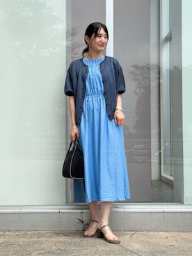 「A DAY IN THE LIFE UNITED ARROWS(アデイインザライフユナイテッドアローズ)のシアー スキッパーカーディガン 5分袖 ‐ウォッシャブル‐<A DAY IN THE LIFE>(カーディガン/ボレロ、ブルー系)」を使った、ア デイ イン ザ ライフさん(レディース・160cm)の夏コーディネート