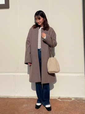 「ニット/セーター」｜「アイテム（ノーカラーコート）」を使った、ア デイ イン ザ　ライフさん（レディース・157cm）の秋コーディネート
