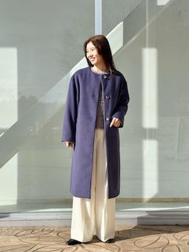 「アイテム（ノーカラーコート、ブルー系）」を使った、ア デイ イン ザ　ライフさん（レディース・160cm）の冬コーディネート