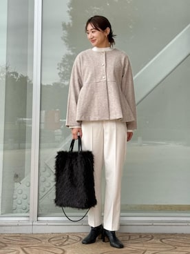 「アイテム（ノーカラーコート）」を使った、ア デイ イン ザ　ライフさん（レディース・163cm）の冬コーディネート