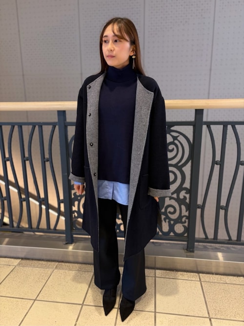 【美品】ユナイテッドアローズ　リバーシブルウールコート ネイビー/グレー　36 美品】ユナイテッドアローズ リバーシブルウールコート ネイビー