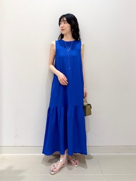 「A DAY IN THE LIFE UNITED ARROWS(アデイインザライフユナイテッドアローズ)のヨウリュウ ティアードワンピース ‐ウォッシャブル‐<A DAY IN THE LIFE>(ワンピース、ブルー系)」を使った、ア デイ イン ザ ライフさん(レディース・156cm)の夏コーディネート