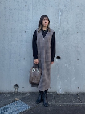 「ニット/セーター」｜「アイテム（ワンピース/ドレス）」を使った、ア デイ イン ザ　ライフさん（レディース・160cm）の秋コーディネート