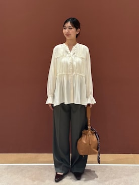 「A DAY IN THE LIFE UNITED ARROWS(アデイインザライフユナイテッドアローズ)のカルゼ ベルト2タック ワイドパンツ <A DAY IN THE LIFE>(その他パンツ、グリーン系)」を使った、ア デイ イン ザ ライフさん(レディース・162cm)の秋コーディネート