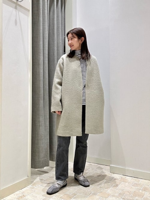 PATOU ウール混 ブークレ製コークレコート グレー Patou | ウール混ブークレ製コクーンコート