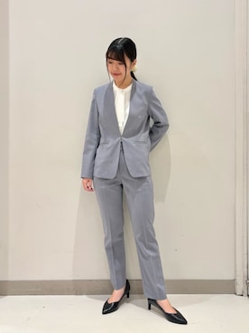 「A DAY IN THE LIFE UNITED ARROWS（アデイインザライフユナイテッドアローズ）のフロントラッフル ショートスリーブブラウス ＜A DAY IN THE LIFE＞（Shirts、ホワイト系）」を使った、ア デイ イン ザ　ライフさん（レディース・155cm）の春コーディネート