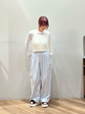「A DAY IN THE LIFE UNITED ARROWS（アデイインザライフユナイテッドアローズ）のフリンジ×スパンコール キャミ＋カットソー ‐セットアイテム‐＜A DAY IN THE LIFE＞（T Shirts、ホワイト系）」を使った、ア デイ イン ザ　ライフさん（レディース・155cm）の春コーディネート