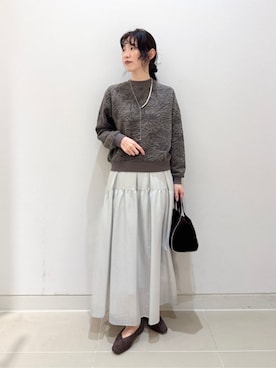 「A DAY IN THE LIFE UNITED ARROWS(アデイインザライフユナイテッドアローズ)のパフジャガード クルーネックプルオーバー<A DAY IN THE LIFE>(Tシャツ/カットソー、ブラウン系)」を使った、ア デイ イン ザ ライフさん(レディース・162cm)の秋コーディネート