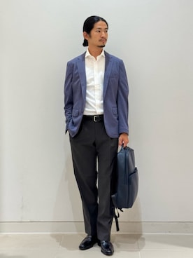 「A DAY IN THE LIFE UNITED ARROWS(アデイインザライフユナイテッドアローズ)のカノコ 2ボタンジャケット-セットアップ対応・マシンウォッシャブル-<A DAY IN THE LIFE>(テーラードジャケット、ブルー系)」を使った、ア デイ イン ザ ライフさん(レディース・160cm)の夏コーディネート