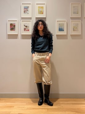 「A DAY IN THE LIFE UNITED ARROWS(アデイインザライフユナイテッドアローズ)のワイド デニム ストレートパンツ <A DAY IN THE LIFE>(その他パンツ、ベージュ系)」を使った、ア デイ イン ザ ライフさん(レディース・162cm)の秋コーディネート