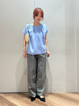 「A DAY IN THE LIFE UNITED ARROWS(アデイインザライフユナイテッドアローズ)のポプリン イージー タックワイドパンツ ‐ウォッシャブル‐<A DAY IN THE LIFE>(その他パンツ、グレー系)」を使った、ア デイ イン ザ ライフさん(レディース・160cm)の夏コーディネート