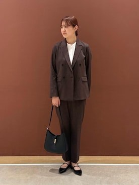 「A DAY IN THE LIFE UNITED ARROWS(アデイインザライフユナイテッドアローズ)のレザーライク ラウンドショルダーバッグ<A DAY IN THE LIFE>(ショルダーバッグ、ブラック系)」を使った、ア デイ イン ザ ライフさん(レディース・162cm)の秋コーディネート